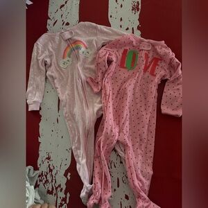 Carters 18 Months Baby Girl Footie Pajamas lot of 2